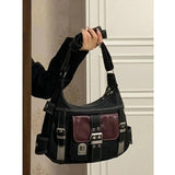 Vintage PU Leather Shoulder Bag Women's Hip hop Messenger Bag
