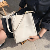 Street Women's Large Capacity Shopping Bag Shoulder Handbag PU Commuter Tote