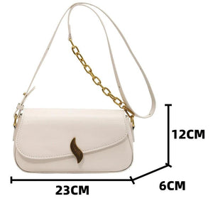 Stylish Small Flap Shoulder Bag with Leaf Metal Hasp for Women