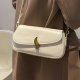Stylish Small Flap Shoulder Bag with Leaf Metal Hasp for Women