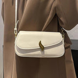 Stylish Small Flap Shoulder Bag with Leaf Metal Hasp for Women