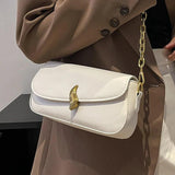 Stylish Small Flap Shoulder Bag with Leaf Metal Hasp for Women