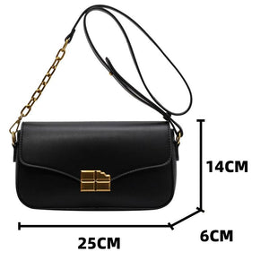 Stylish Chocolate Small Flap Handbag with Metal Hasp, Top Handle Bags