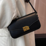 Stylish Chocolate Small Flap Handbag with Metal Hasp, Top Handle Bags