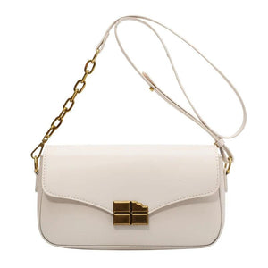 Stylish Chocolate Small Flap Handbag with Metal Hasp, Top Handle Bags