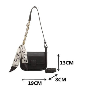 Soft Leather Shoulder Bag Chain Handbags Silk Scarf Crossbody Bag