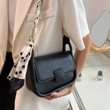 Soft Leather Shoulder Bag Chain Handbags Silk Scarf Crossbody Bag