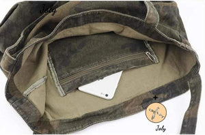 Vintage Camo Canvas Shoulder Bag Handbag