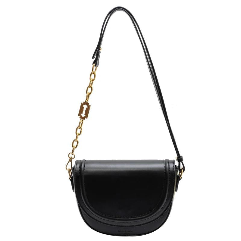 Pure Ladies Small Flap Bag Half Leather Shoulder Bag