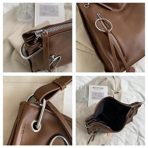 Vintage PU Leather Crossbody Bags for Women with Tassels