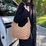 Ruched Axillary Bag PU Leather Handbag Wide Strap Crossbody Bag
