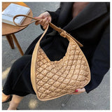 Ruched Axillary Bag PU Leather Handbag Wide Strap Crossbody Bag