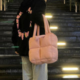 Diamond Box Tote Bag Soft Cotton Filled Women Bag