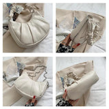 Pleated Handle Ladies Handbag Small Soft Pu Leather Shoulder Bag
