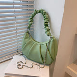 Pleated Handle Ladies Handbag Small Soft Pu Leather Shoulder Bag