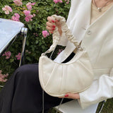 Pleated Handle Ladies Handbag Small Soft Pu Leather Shoulder Bag