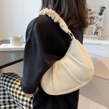 Pleated Handle Ladies Handbag Small Soft Pu Leather Shoulder Bag
