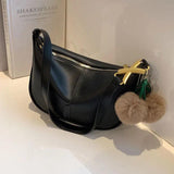 2021Winter Ladies Handbag One Shoulder Underarm Bag Hair Ball Pendant