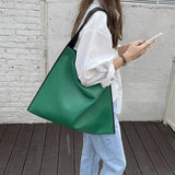 Panelled Shoulder Bag Wide Strap Handbag