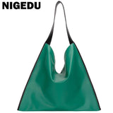 Panelled Shoulder Bag Wide Strap Handbag