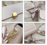 Green PU Leather Women Flap Crossbody Bag Acrylic Chain Shoulder Bag