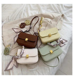Green PU Leather Women Flap Crossbody Bag Acrylic Chain Shoulder Bag