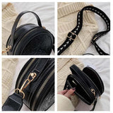 Embossed Flowers Crossbody Bag Round Handbag Wallet