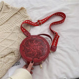 Embossed Flowers Crossbody Bag Round Handbag Wallet