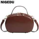 Vintage PU Leather Crossbody Shoulder Bag Small Tote Lady Wallet Brown