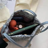 Embroidery Shoulder Tote Bag Jacquard Handbag Purses for Women