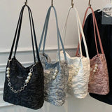 Embroidery Shoulder Tote Bag Jacquard Handbag Purses for Women