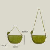 Vintage Oil Wax Skin Semicircle Saddle Bag Small Lady Shoulder Bag Green