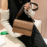 Crocodile Women Flap Bag PU Leather Shoulder Bag Small Crossbody Handbag