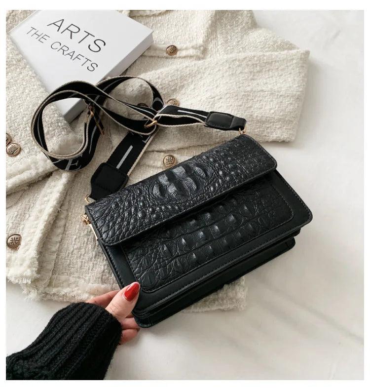 Crocodile Women Flap Bag PU Leather Shoulder Bag Small Crossbody Handbag