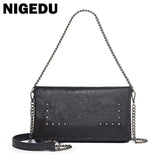Rivet Women Messenger Bag PU Leather Ladies Shoulder Bag Crossbody Envelopes Clu