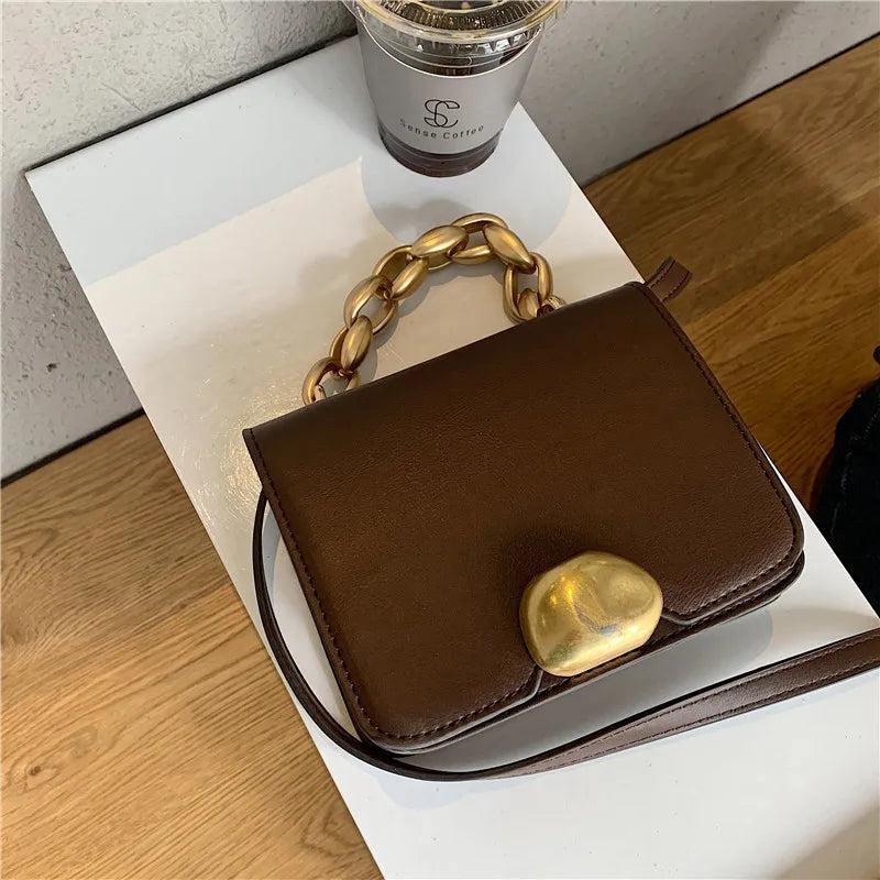 Vintage Flap Bag Chain Crossbody PU Leather Handbags