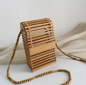 Bamboo Shoulder Bag Beaded Chain Crossbody Bag