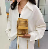 Bamboo Shoulder Bag Beaded Chain Crossbody Bag