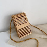 Bamboo Shoulder Bag Beaded Chain Crossbody Bag