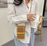 Bamboo Shoulder Bag Beaded Chain Crossbody Bag