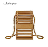 Bamboo Shoulder Bag Beaded Chain Crossbody Bag