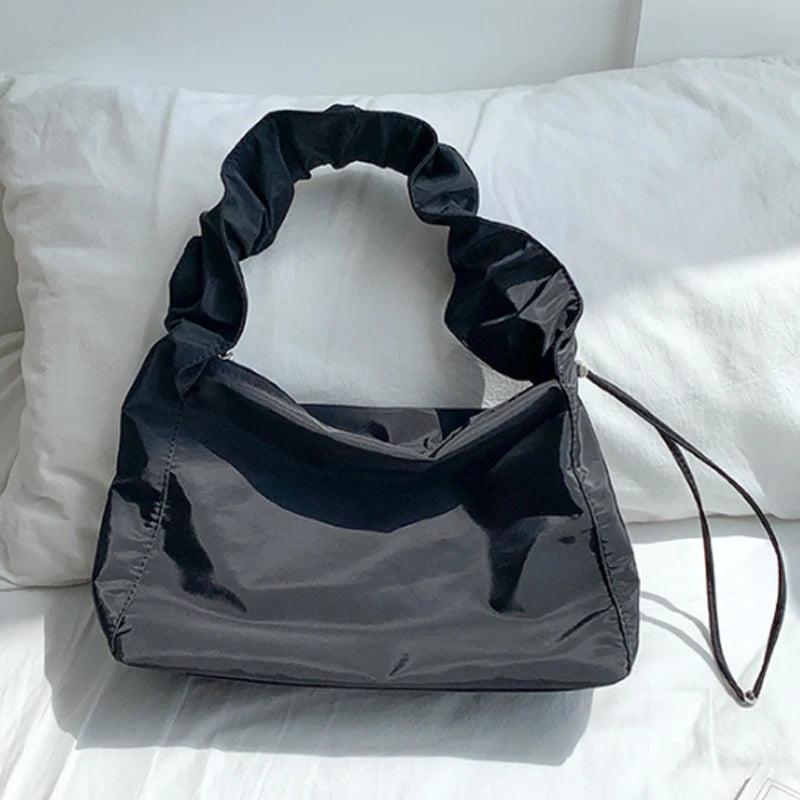 Women's Drawstring Pleated Bag Nylon Handbag