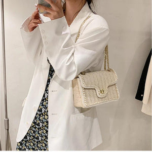 Geestock Summer Straw Woven Shoulder Bag Bohemian Beach-style Handbag