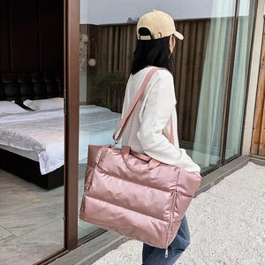 Winter Large Capacity Shoulder Bag Waterproof Nylon Handbag Totes