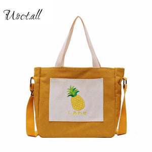Canvas Sling Tote Bag for Women Small Fresh Girls Shoulder Bag