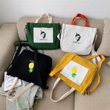 Canvas Sling Tote Bag for Women Small Fresh Girls Shoulder Bag