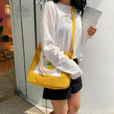 Canvas Sling Tote Bag for Women Small Fresh Girls Shoulder Bag