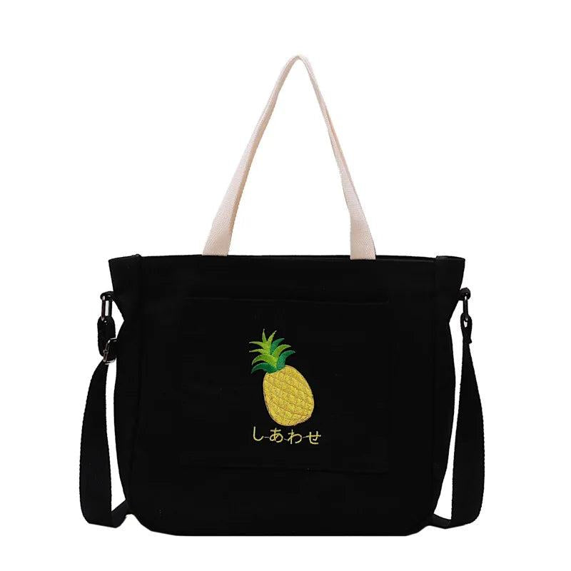 Canvas Sling Tote Bag for Women Small Fresh Girls Shoulder Bag