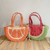Summer Straw Woven Women's Handbag Fruit Shoulder Beach Bag