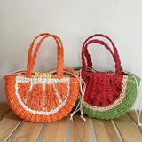 Summer Straw Woven Women's Handbag Fruit Shoulder Beach Bag